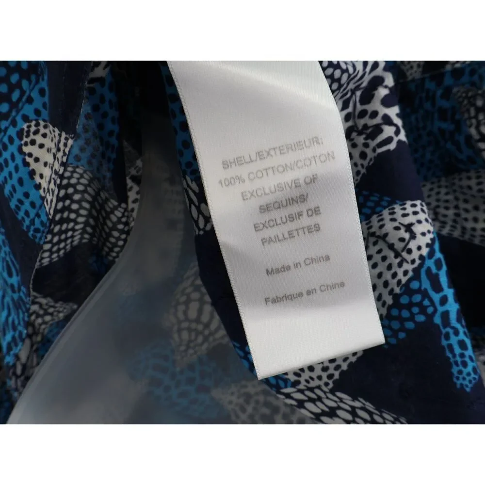 Tory Burch Stephanie Blue Sea Shell Sequins Detail Tunic Top Size 6